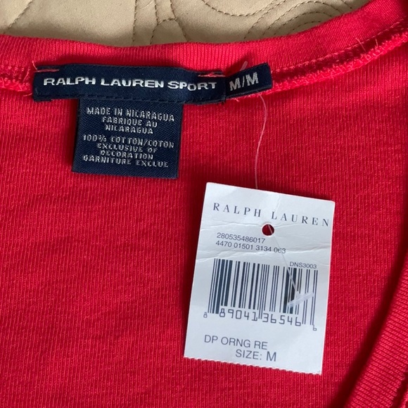 Women’s Ralph Lauren Sport Red Fitted V-Neck Short Sleeve Tee / Medium - Picture 4 of 8